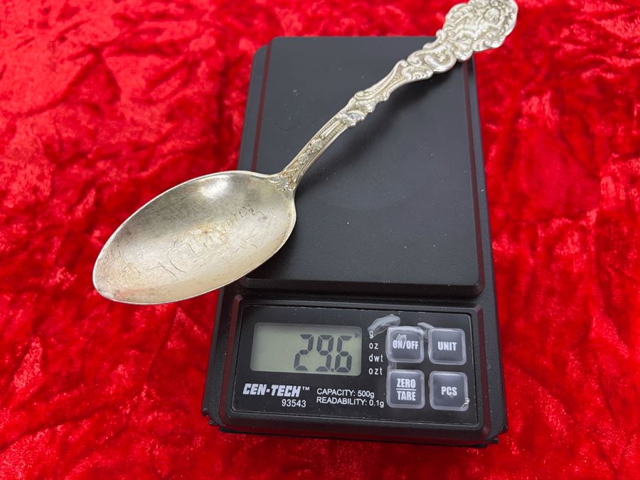 Antique Sterling Silver Mt. Vernon Souvenir Spoon 29.6g [Photo 8]