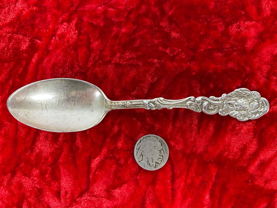 Antique Sterling Silver Mt. Vernon Souvenir Spoon 29.6g [Photo 3]