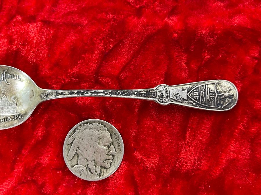 Antique Sterling Silver City Hall Philadelphia, PA Souvenir Spoon 6.3g [Photo 3]