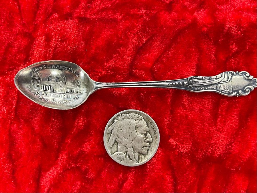 Antique Sterling Silver Pan American Exposition Souvenir Spoon 2.9g [Photo 2]