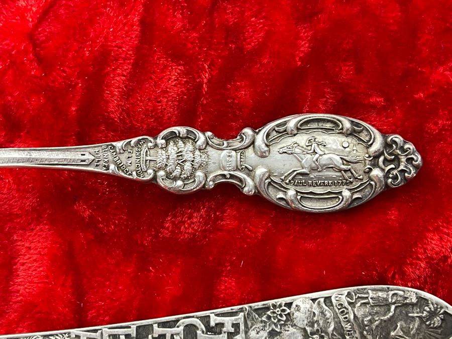 Pair Of Antique Sterling Silver Souvenir Spoons 27.6g [Photo 4]