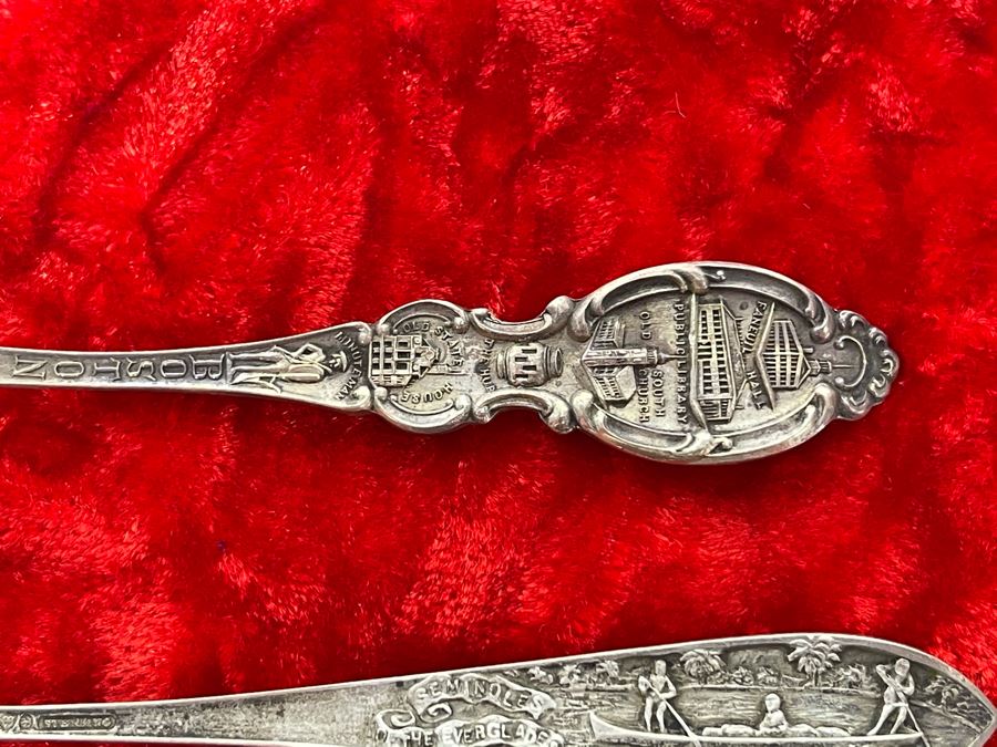 Pair Of Antique Sterling Silver Souvenir Spoons 27.6g [Photo 11]