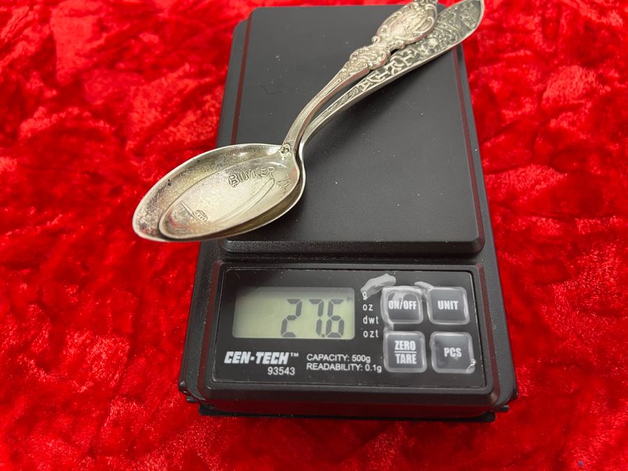 Pair Of Antique Sterling Silver Souvenir Spoons 27.6g