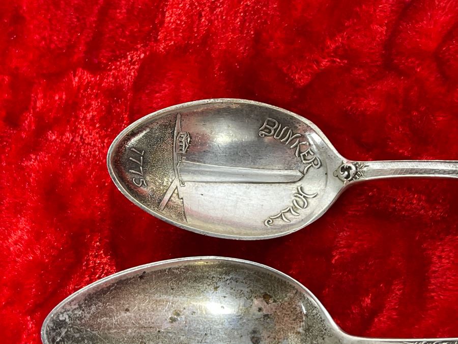 Pair Of Antique Sterling Silver Souvenir Spoons 27.6g [Photo 5]
