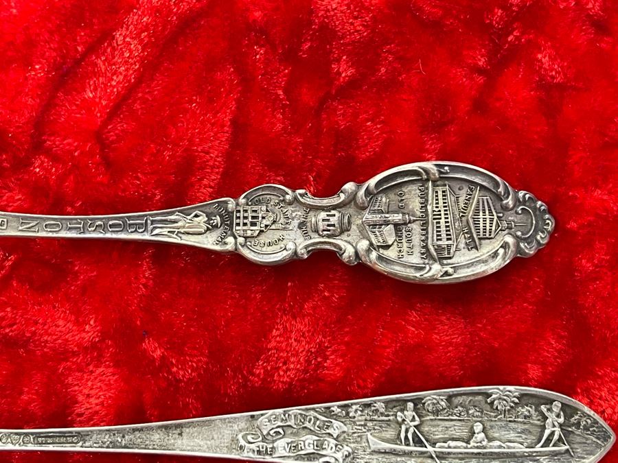 Pair Of Antique Sterling Silver Souvenir Spoons 27.6g [Photo 12]