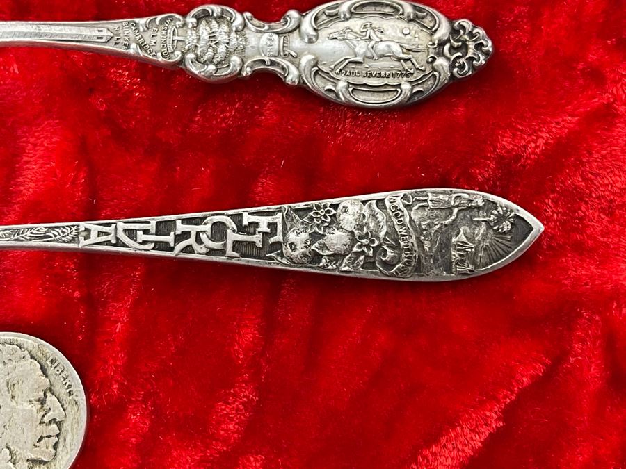 Pair Of Antique Sterling Silver Souvenir Spoons 27.6g [Photo 7]