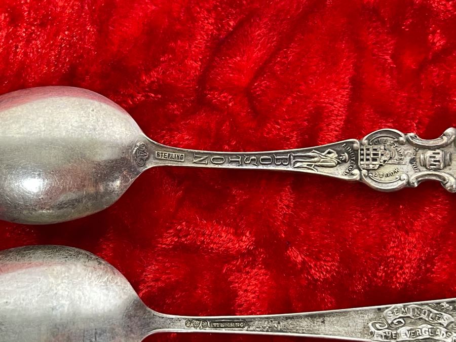 Pair Of Antique Sterling Silver Souvenir Spoons 27.6g [Photo 13]