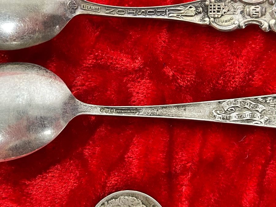 Pair Of Antique Sterling Silver Souvenir Spoons 27.6g [Photo 9]