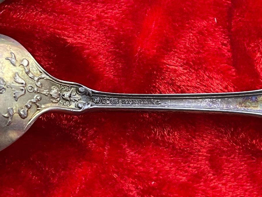 Set Of Five Antique Sterling Silver Gorham Spoons 57.7g [Photo 5]