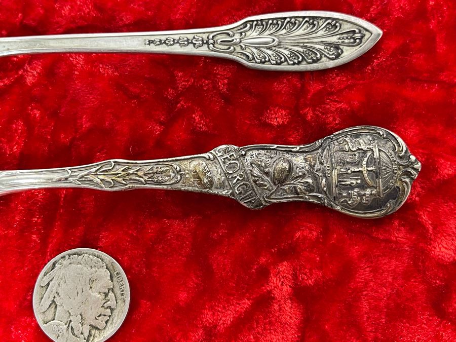 Antique Sterling Silver Souvenir Spoon And Fork 46.5g [Photo 3]