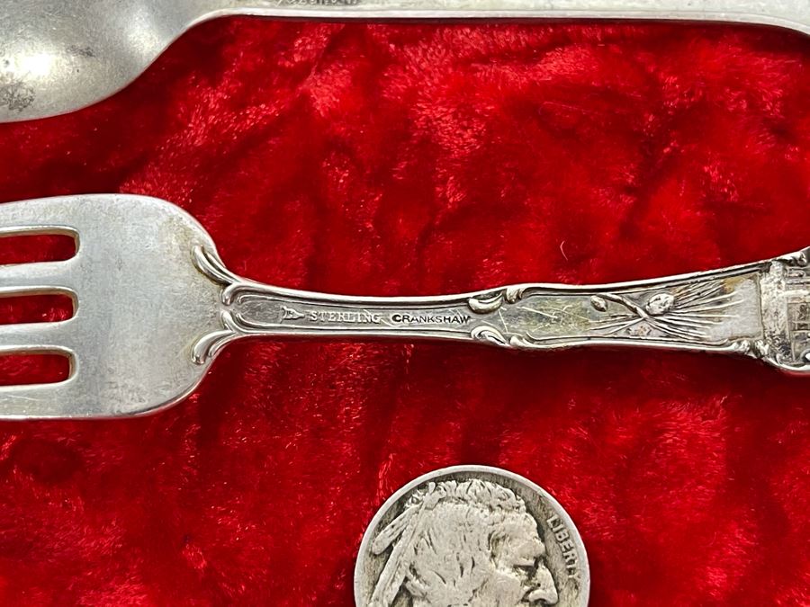 Antique Sterling Silver Souvenir Spoon And Fork 46.5g [Photo 8]