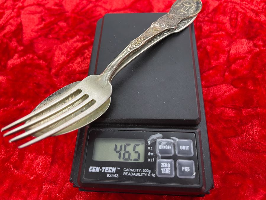 Antique Sterling Silver Souvenir Spoon And Fork 46.5g [Photo 11]