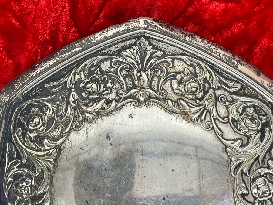 Antique Sterling Silver Repousse Vanity Mirror (Needs To Be Resoldered) [Photo 9]