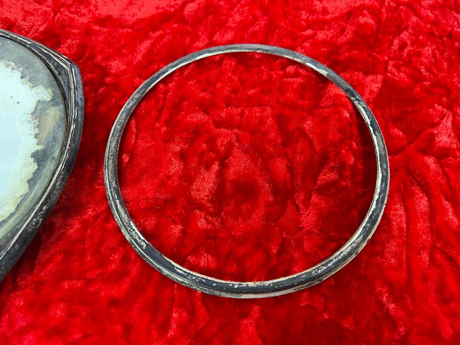 Antique Sterling Silver Repousse Vanity Mirror (Needs To Be Resoldered) [Photo 6]