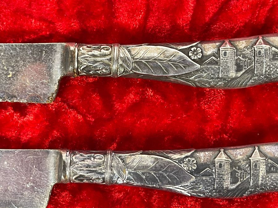 Set Of Six Vintage Sterling Silver Handle Knives By Greenleaf & Crosby Co. Florida [Photo 4]