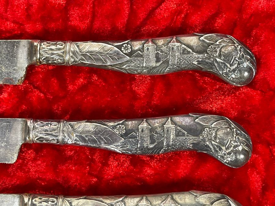 Set Of Six Vintage Sterling Silver Handle Knives By Greenleaf & Crosby Co. Florida [Photo 3]