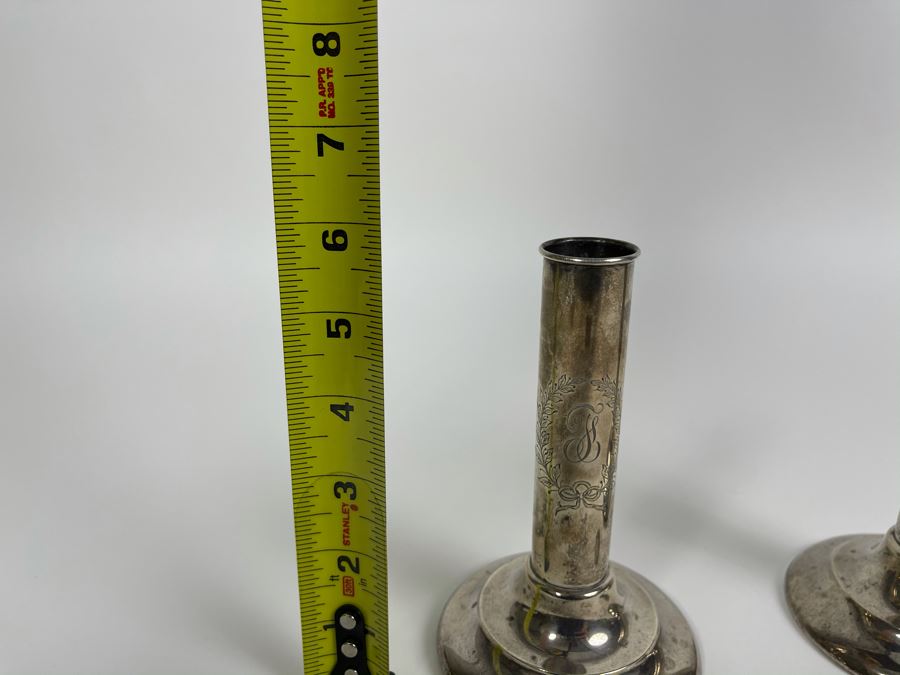 Pair Of Vintage Sterling Silver Candlesticks 6H [Photo 8]