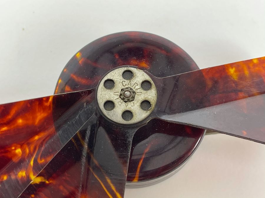 Vintage Carlo Mechanical Hand Fan Tortoiseshell Celluloid Made In Germany [Photo 4]