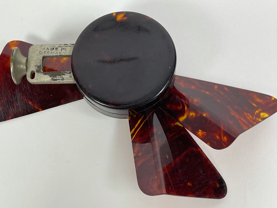 Vintage Carlo Mechanical Hand Fan Tortoiseshell Celluloid Made In Germany [Photo 7]