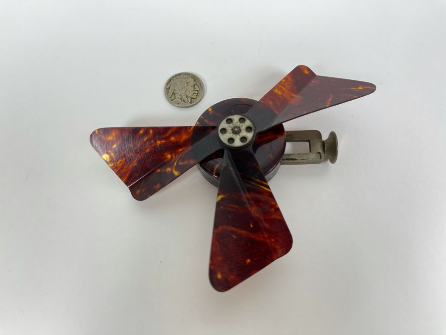 Vintage Carlo Mechanical Hand Fan Tortoiseshell Celluloid Made In Germany [Photo 2]