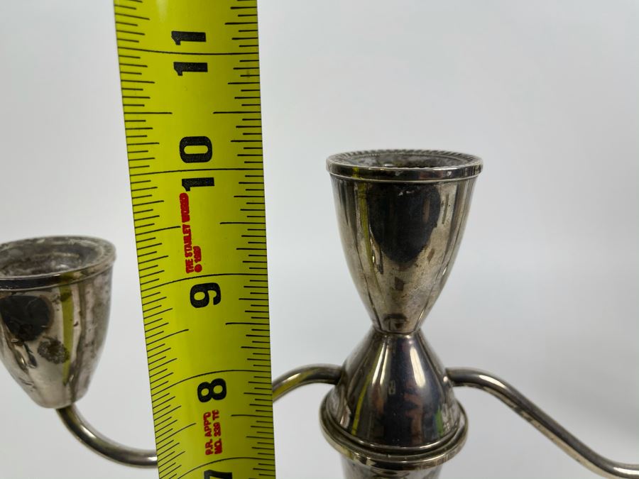 Pair Of Vintage Sterling Silver Weighted Candelabras 9.5W X 10H [Photo 8]