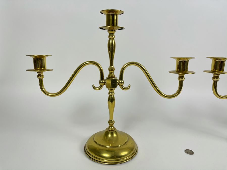 Pair Of Vintage Brass Candelabras 15W X 13H [Photo 2]