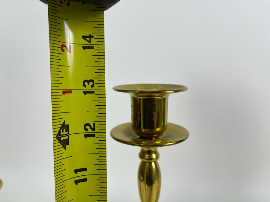 Pair Of Vintage Brass Candelabras 15W X 13H [Photo 4]