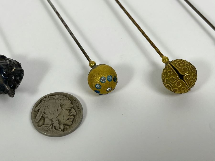 Collection Of Seven Antique Victorian Hat Pins Hatpins [Photo 5]