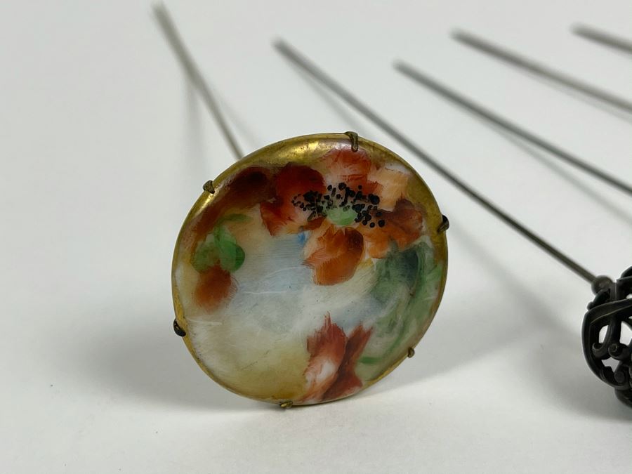 Collection Of Seven Antique Victorian Hat Pins Hatpins [Photo 3]