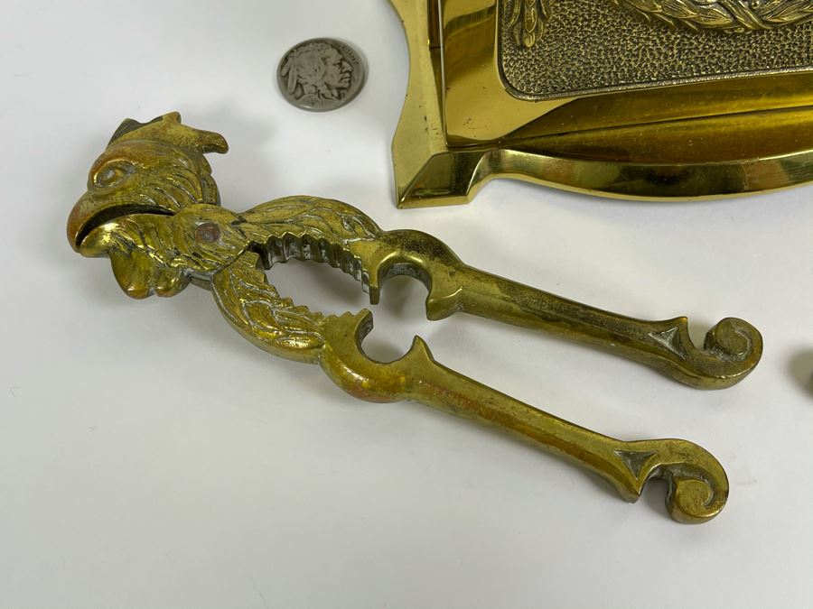 Vintage Bronze Brass Letter Holder And Pair Of Vintage Brass Nutcrackers [Photo 6]