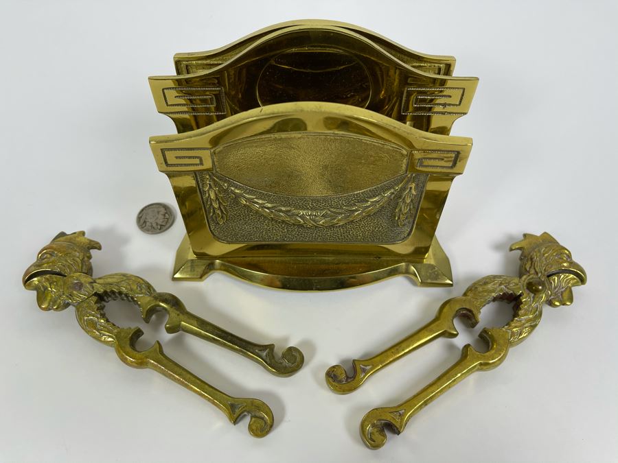 Vintage Bronze Brass Letter Holder And Pair Of Vintage Brass Nutcrackers [Photo 2]