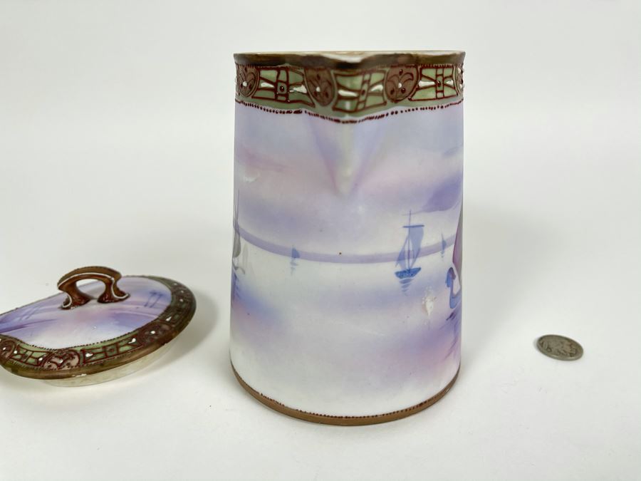 Vintage Hand Painted Nippon Japan Pot With Lid 7W X 7H [Photo 8]