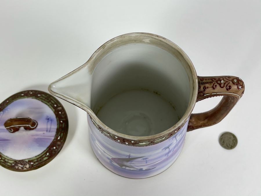 Vintage Hand Painted Nippon Japan Pot With Lid 7W X 7H [Photo 4]