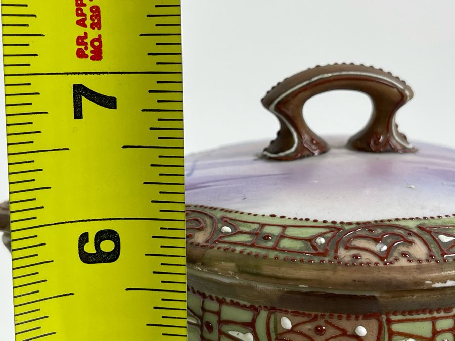 Vintage Hand Painted Nippon Japan Pot With Lid 7W X 7H [Photo 11]
