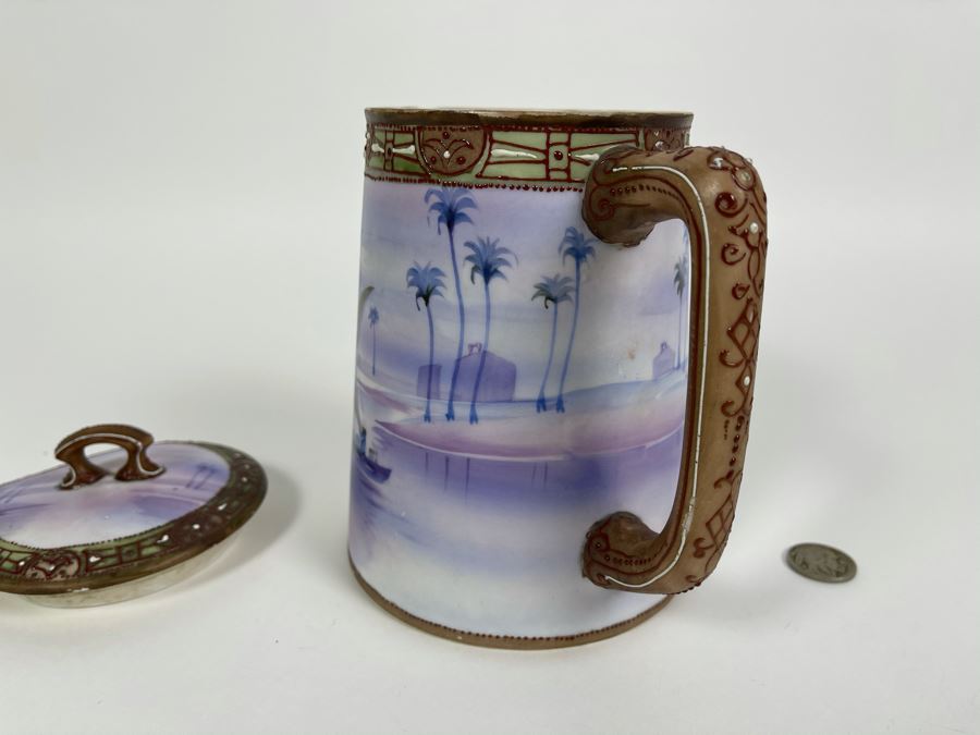 Vintage Hand Painted Nippon Japan Pot With Lid 7W X 7H [Photo 5]