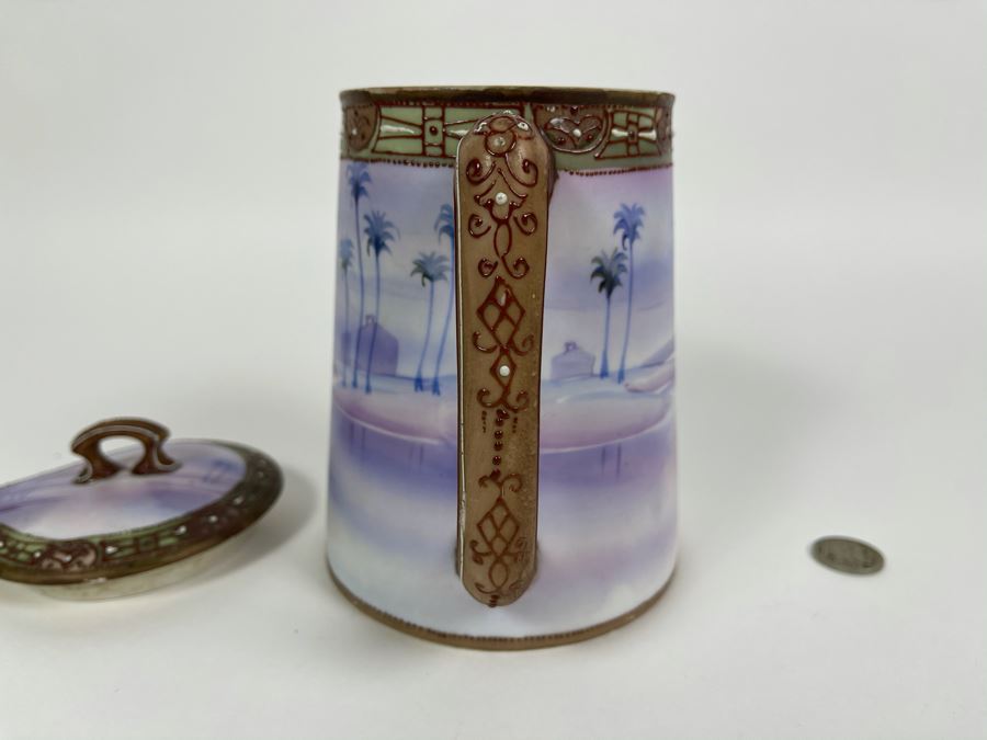 Vintage Hand Painted Nippon Japan Pot With Lid 7W X 7H [Photo 6]