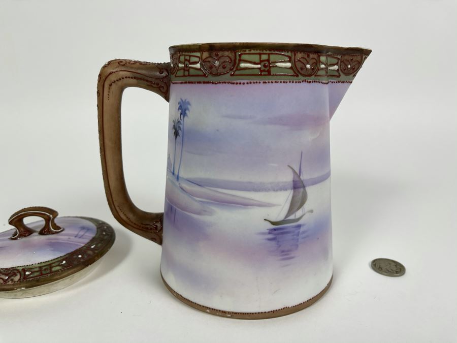 Vintage Hand Painted Nippon Japan Pot With Lid 7W X 7H [Photo 7]