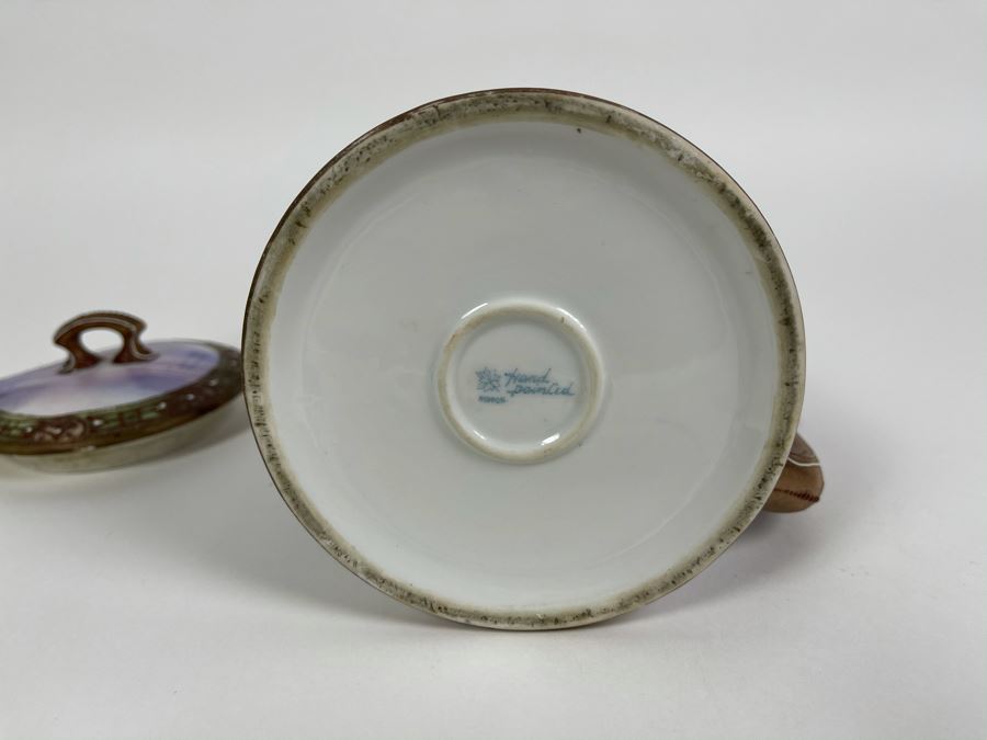 Vintage Hand Painted Nippon Japan Pot With Lid 7W X 7H [Photo 9]