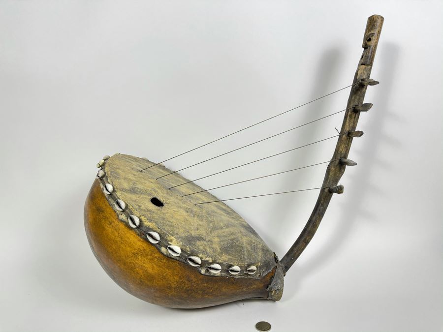 Vintage Ethnic Handmade Gourd Stringed Instrument 13 X 21 [Photo 1]