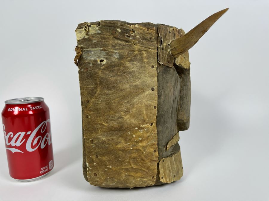 Vintage Handmade Carved Wooden Ethnic Mask With Horns 7W X 9.5H X 7D [Photo 5]