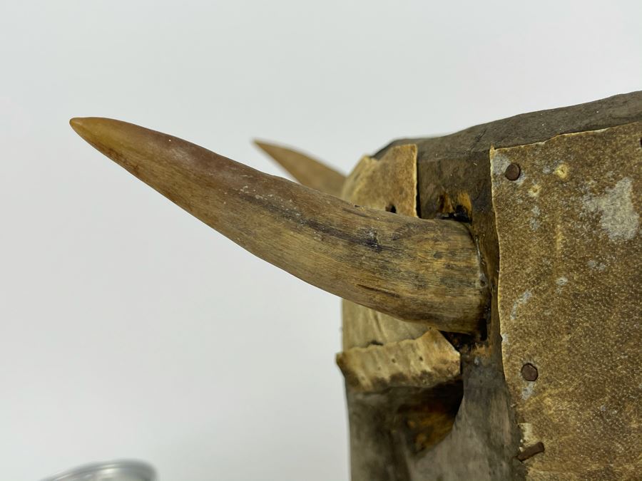 Vintage Handmade Carved Wooden Ethnic Mask With Horns 7W X 9.5H X 7D [Photo 12]