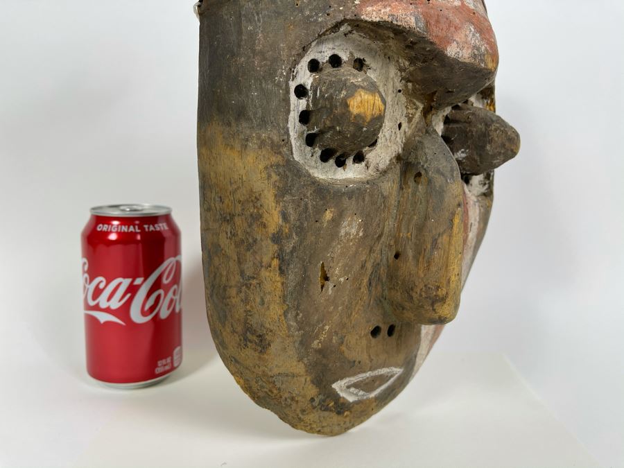 Vintage Kuba Africa Handmade Carved Wooden Ethnic Mask 8W X 13H X 4.5D [Photo 9]