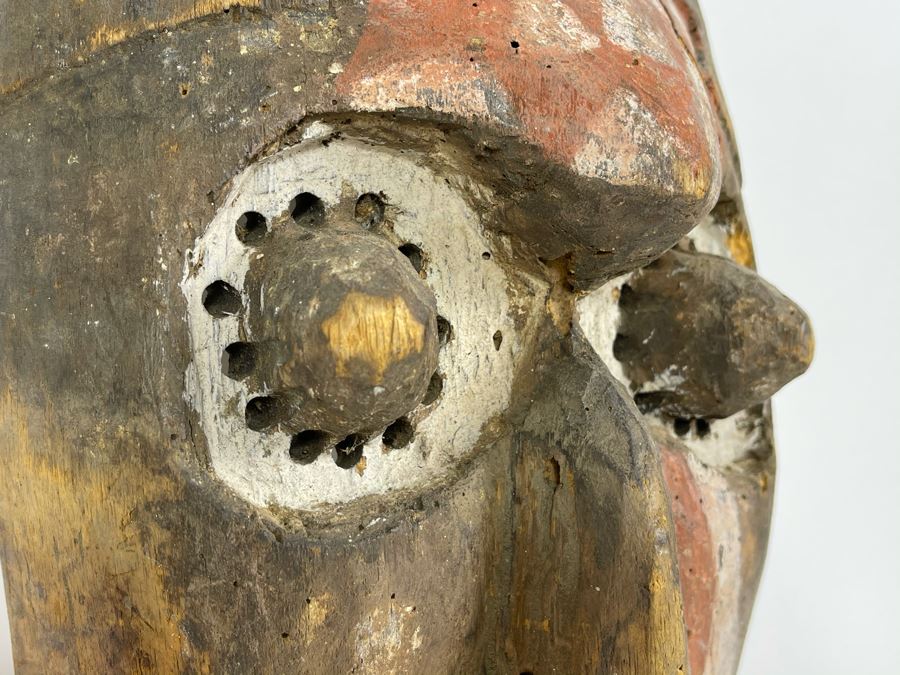 Vintage Kuba Africa Handmade Carved Wooden Ethnic Mask 8W X 13H X 4.5D [Photo 5]