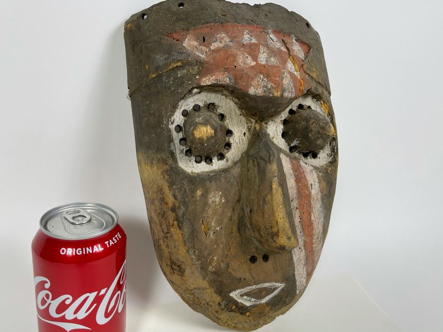 Vintage Kuba Africa Handmade Carved Wooden Ethnic Mask 8W X 13H X 4.5D [Photo 4]
