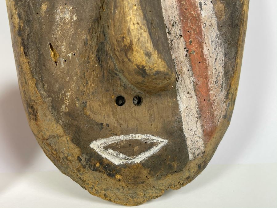 Vintage Kuba Africa Handmade Carved Wooden Ethnic Mask 8W X 13H X 4.5D [Photo 8]