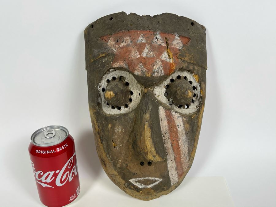 Vintage Kuba Africa Handmade Carved Wooden Ethnic Mask 8W X 13H X 4.5D [Photo 3]