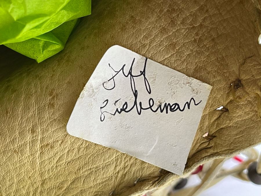 Vintage Native American Navajo Haschogan House God Spirit Ceremonial Mask Leather Signed A. Mance Soft Snow With Three Mounds And Arrow With Two Lines 20'H X 12'W (Some Feathers Are Loose) [Photo 22]