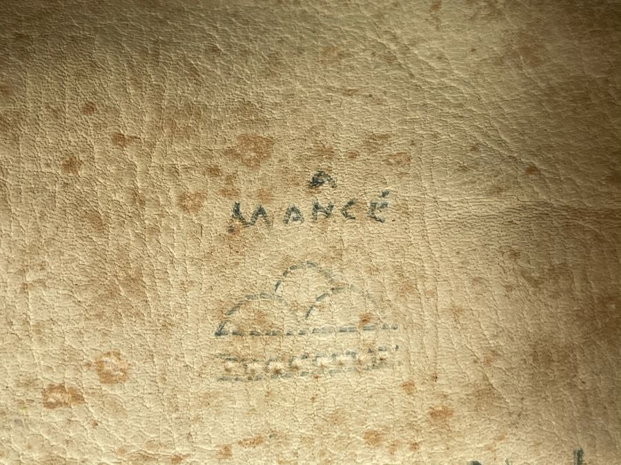 Vintage Native American Navajo Haschogan House God Spirit Ceremonial Mask Leather Signed A. Mance Soft Snow With Three Mounds And Arrow With Two Lines 20'H X 12'W (Some Feathers Are Loose) [Photo 20]