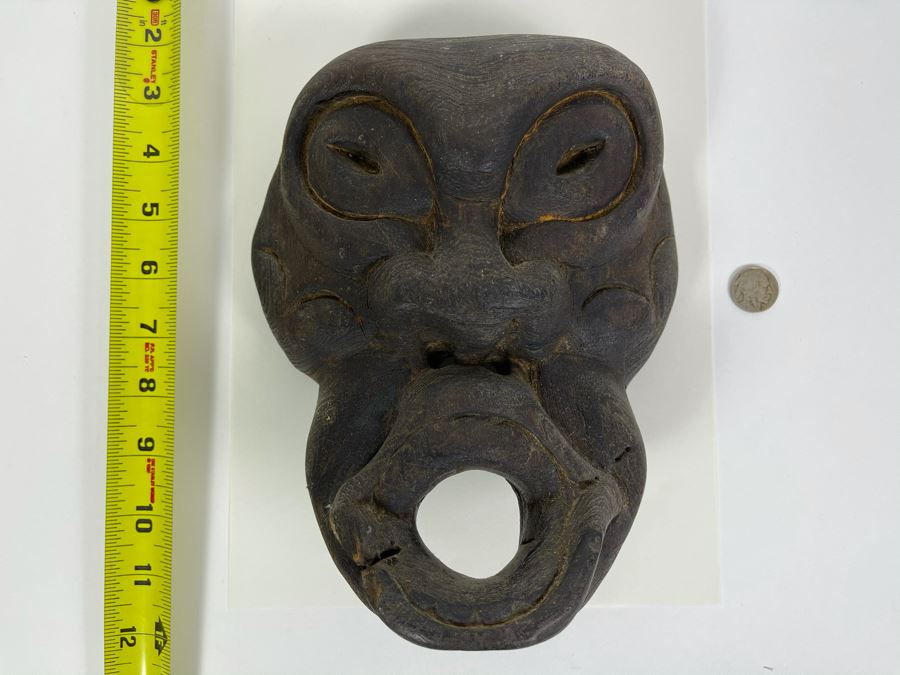 Antique Carved Wooden Ethnic Mask (Rare Wood) 7W X 9H X 4D [Photo 2]