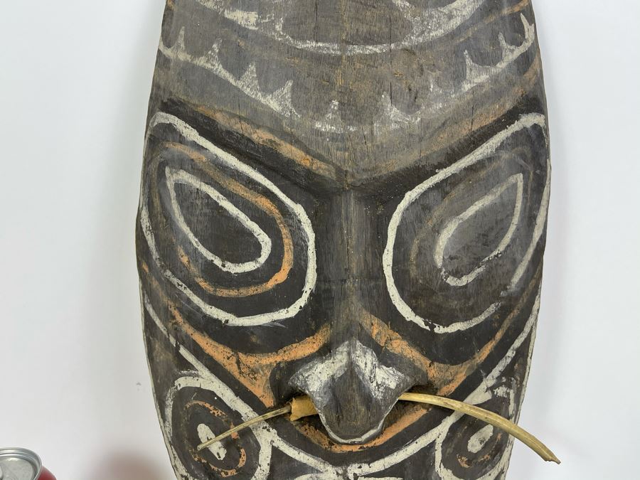 Vintage Hand Carved Handpainted Wooden Ethnic Mask 10W X 22H [Photo 5]